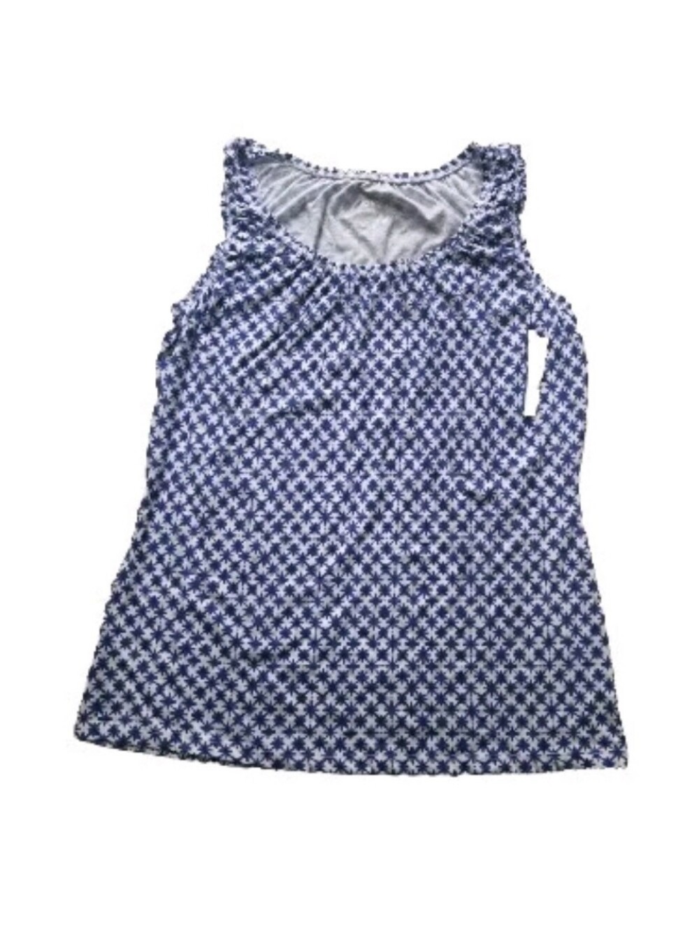 Merona Stretch Knit Scoop Neck Blue & White Sleeveless Tank Top Large